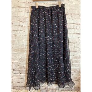 Vintage Britches of Georgetowne Skirt Womens 10 Pure Silk Midi Flare Black Lined